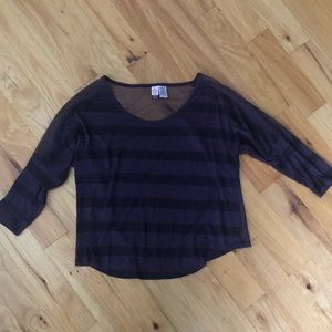 Purple striped sheer back shirt. Size large